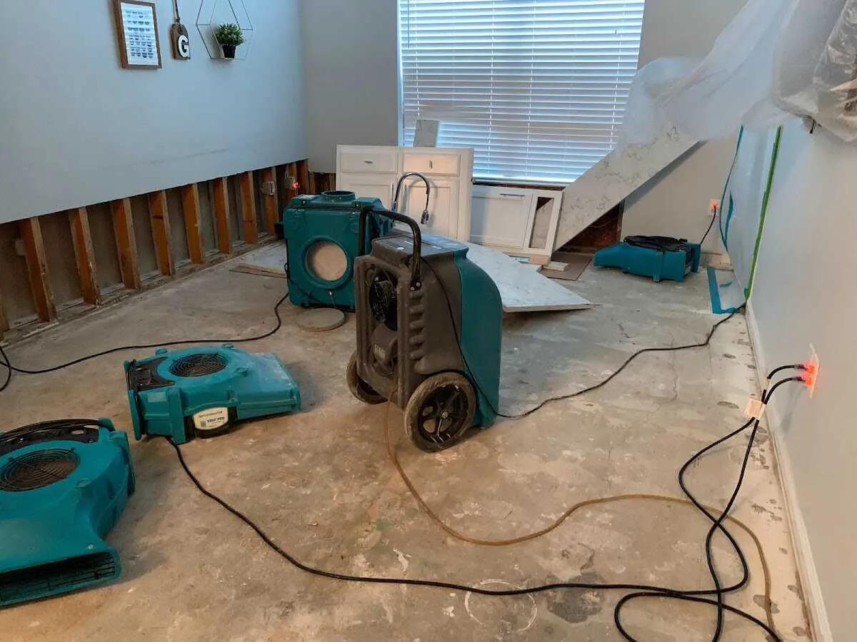 Dehumidifier in flood-cut room for Water Damage Restoration in Moss Bluff
